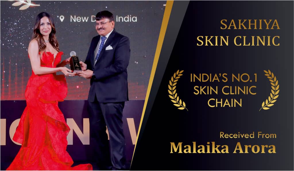 India's No 1 Skin Clinic Chain Award Reveived From Malaika Arora - Sakhiya Skin Clinic